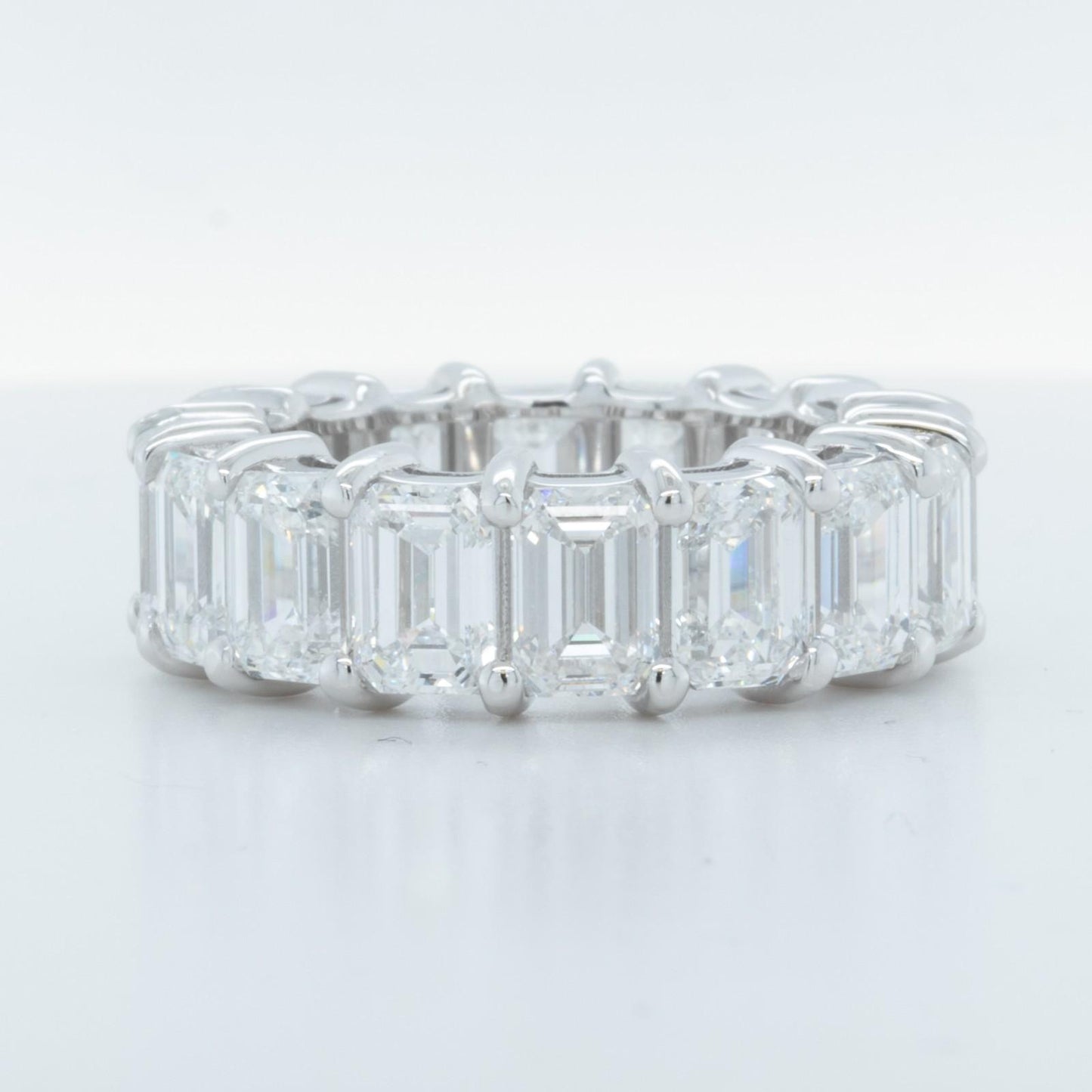 14k White Gold Lab Grown Emerald Diamond 16 St. Eternity Band 11.64ctw E-F-G VS1