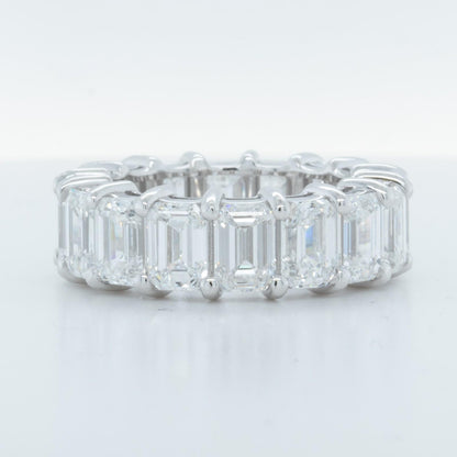 14k White Gold Lab Grown Emerald Diamond 16 St. Eternity Band 11.64ctw E-F-G VS1