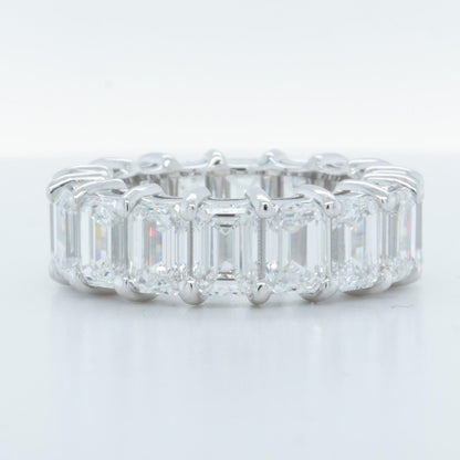 14k White Gold Lab Grown Emerald Diamond 16 St. Eternity Band 11.64ctw E-F-G VS1