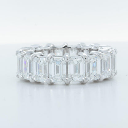 14k White Gold Lab Grown Emerald Diamond 16 St. Eternity Band 11.64ctw E-F-G VS1