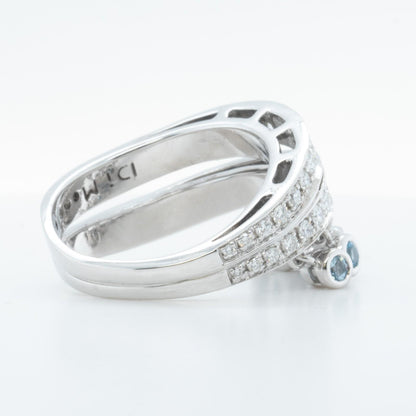 Di Modolo 18k White Gold Diamond Dangling Blue St Ring Size 8.25 0.65ctw G-H SI1