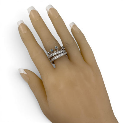 Di Modolo 18k White Gold Diamond Dangling Blue St Ring Size 8.25 0.65ctw G-H SI1