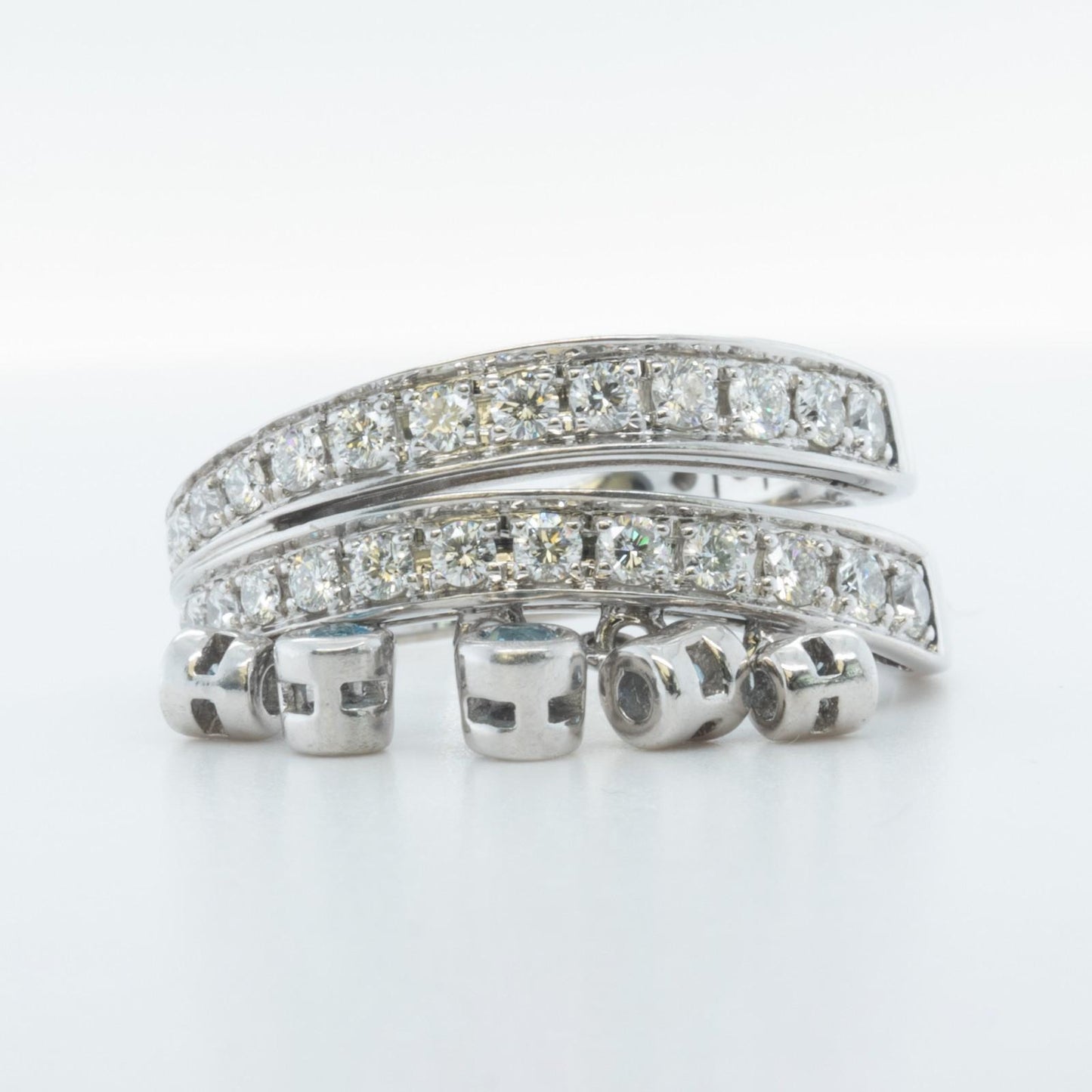 Di Modolo 18k White Gold Diamond Dangling Blue St Ring Size 8.25 0.65ctw G-H SI1