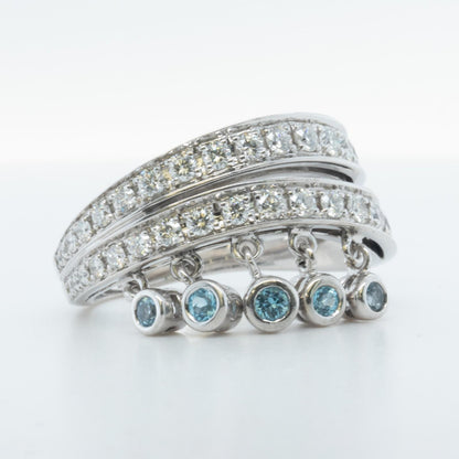 Di Modolo 18k White Gold Diamond Dangling Blue St Ring Size 8.25 0.65ctw G-H SI1