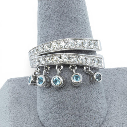 Di Modolo 18k White Gold Diamond Dangling Blue St Ring Size 8.25 0.65ctw G-H SI1