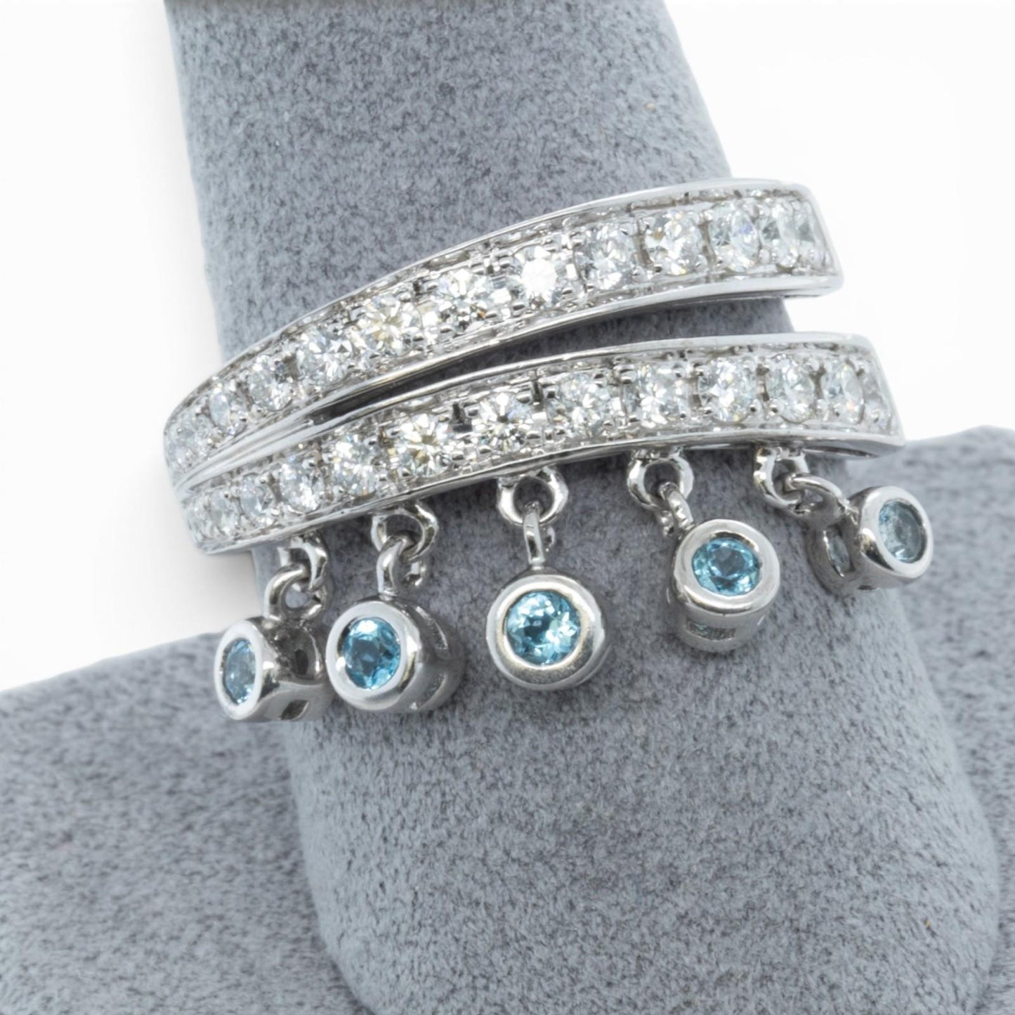 Di Modolo 18k White Gold Diamond Dangling Blue St Ring Size 8.25 0.65ctw G-H SI1