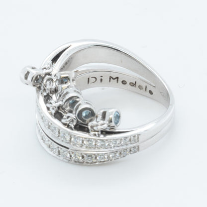 Di Modolo 18k White Gold Diamond Dangling Blue St Ring Size 8.25 0.65ctw G-H SI1