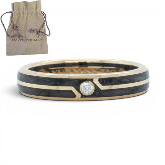 David Yurman Diamond 18k Yellow Gold Forged Carbon Men's 4.00mm Ring Size 8.5