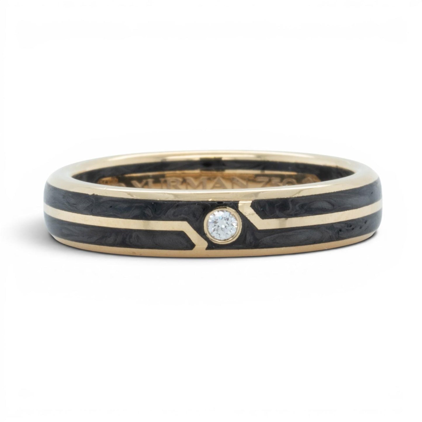 David Yurman Diamond 18k Yellow Gold Forged Carbon Men's 4.00mm Ring Size 8.5