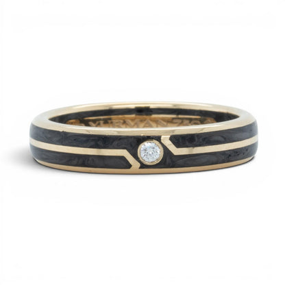 David Yurman Diamond 18k Yellow Gold Forged Carbon Men's 4.00mm Ring Size 8.5