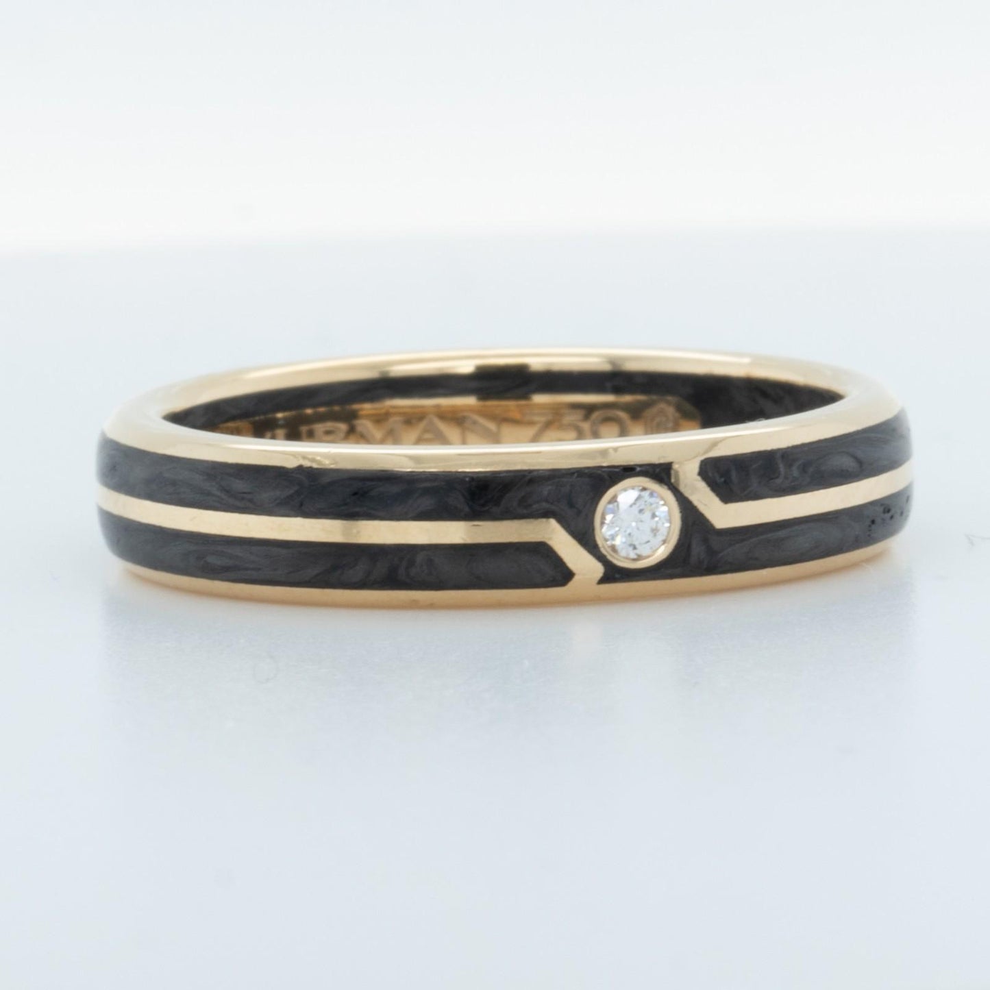 David Yurman Diamond 18k Yellow Gold Forged Carbon Men's 4.00mm Ring Size 8.5