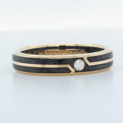 David Yurman Diamond 18k Yellow Gold Forged Carbon Men's 4.00mm Ring Size 8.5