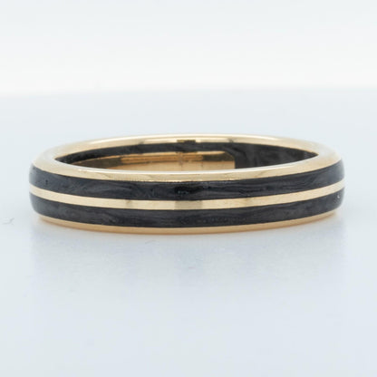 David Yurman Diamond 18k Yellow Gold Forged Carbon Men's 4.00mm Ring Size 8.5