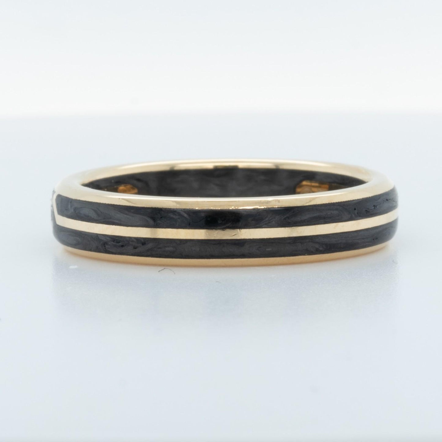 David Yurman Diamond 18k Yellow Gold Forged Carbon Men's 4.00mm Ring Size 8.5