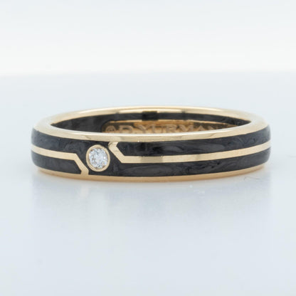 David Yurman Diamond 18k Yellow Gold Forged Carbon Men's 4.00mm Ring Size 8.5