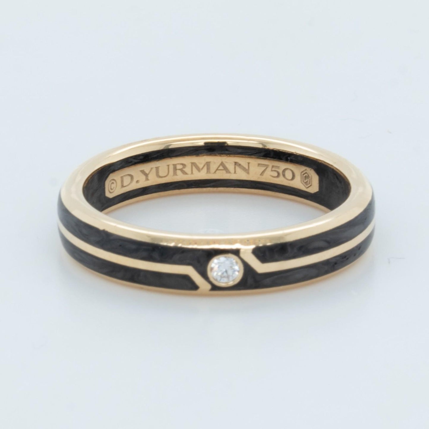 David Yurman Diamond 18k Yellow Gold Forged Carbon Men's 4.00mm Ring Size 8.5