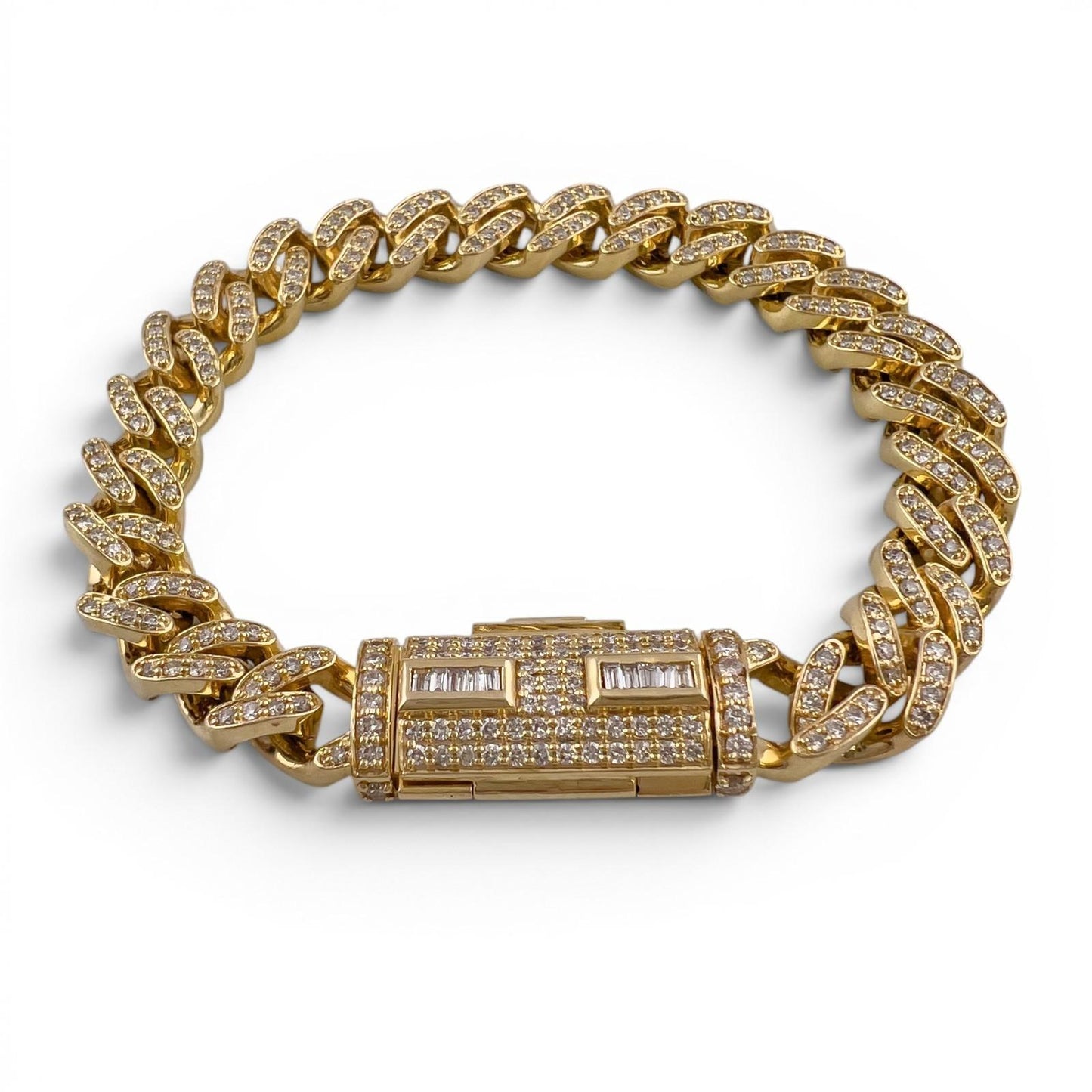 14k Yellow Gold Miami Cuban Link Diamond 9.4mm 7" Bracelet 3.20ctw I I1-I2 42.1g