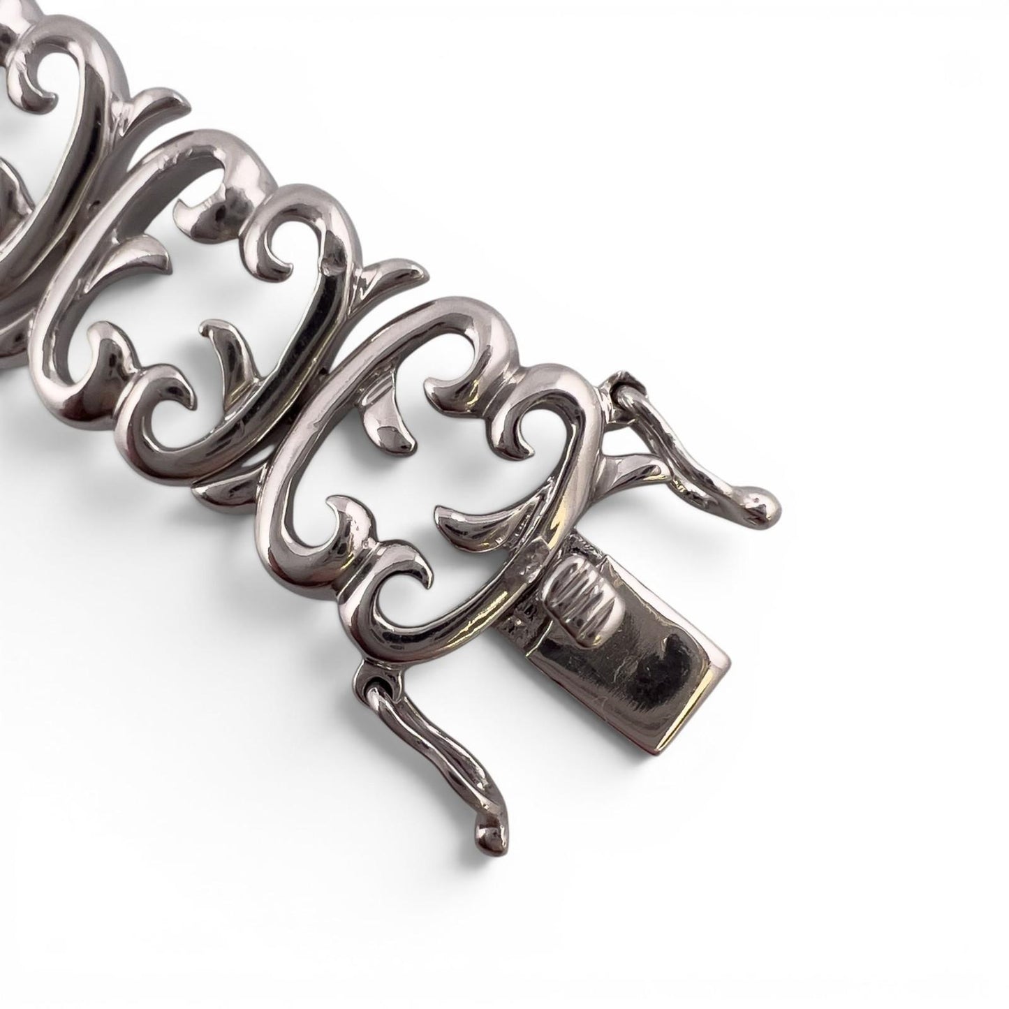 Vintage 14k White Gold Diamond Floral Station Bracelet 2.00ctw H SI2 7" 21.0g