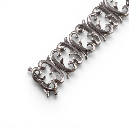 Vintage 14k White Gold Diamond Floral Station Bracelet 2.00ctw H SI2 7" 21.0g