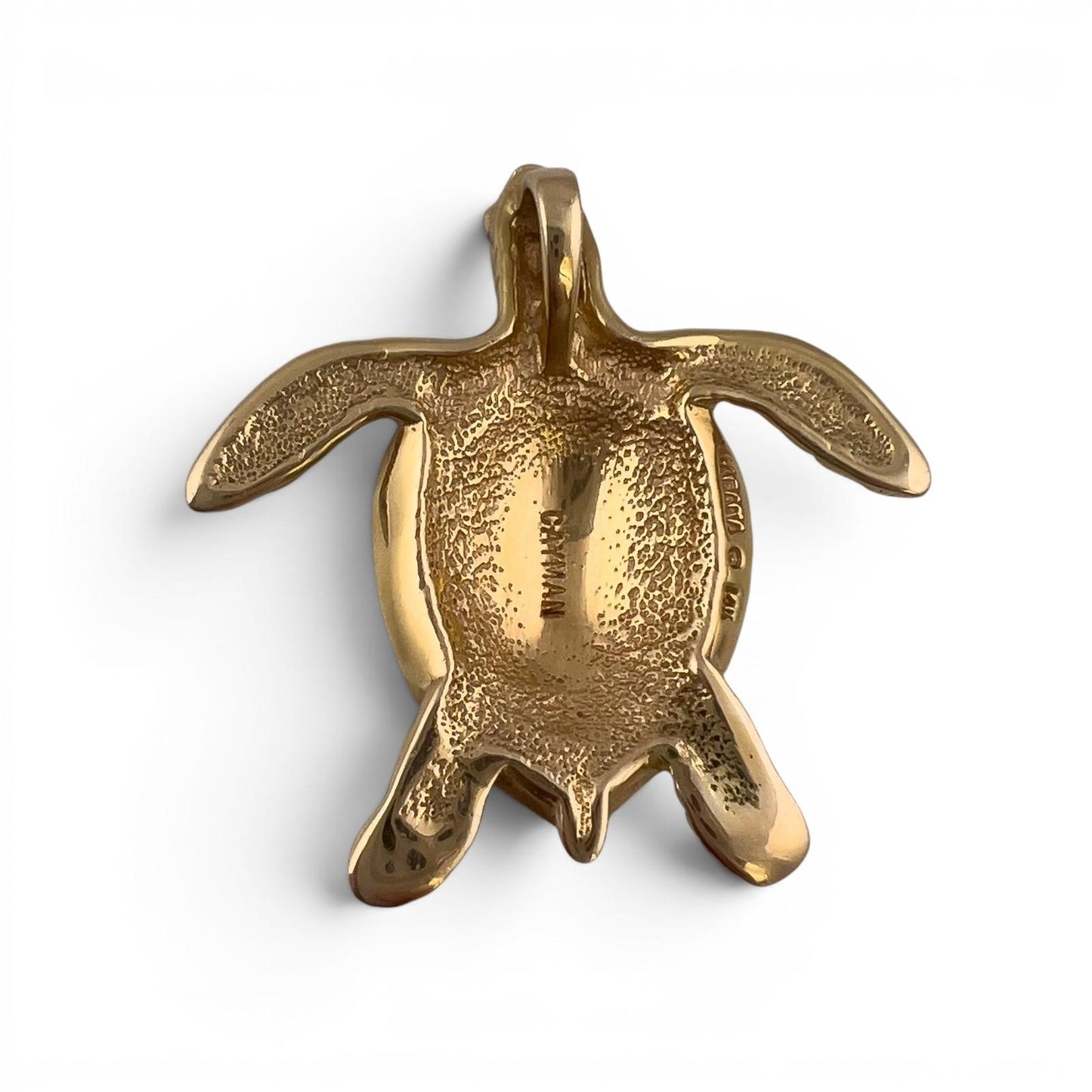 Kabana Sea Turtle 14k Yellow Gold Blue Green Opal Inlay Pendant 8.3g 1.25"
