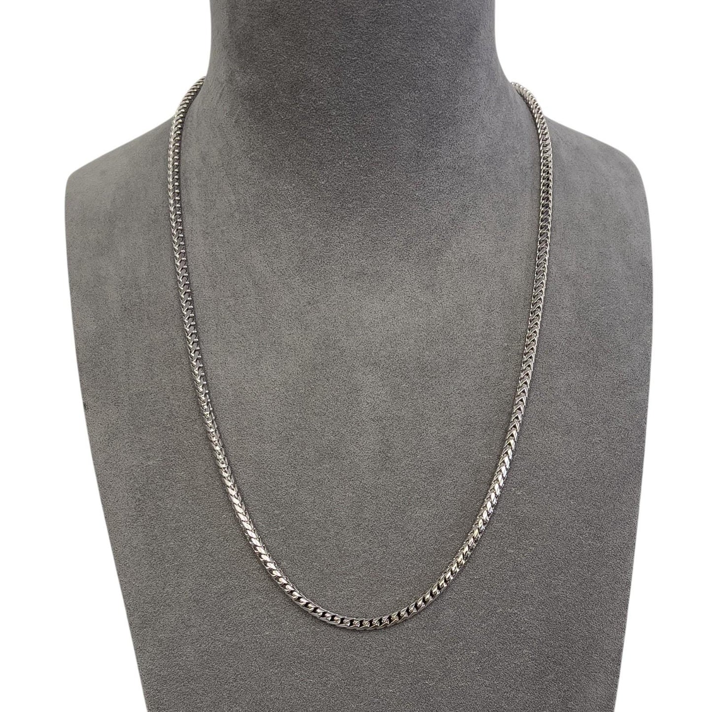 14k White Gold Franco Link 3.75mm Boxy Cuban Chain Necklace 24" 49.4g