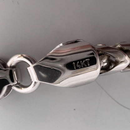 14k White Gold Franco Link 3.75mm Boxy Cuban Chain Necklace 24" 49.4g