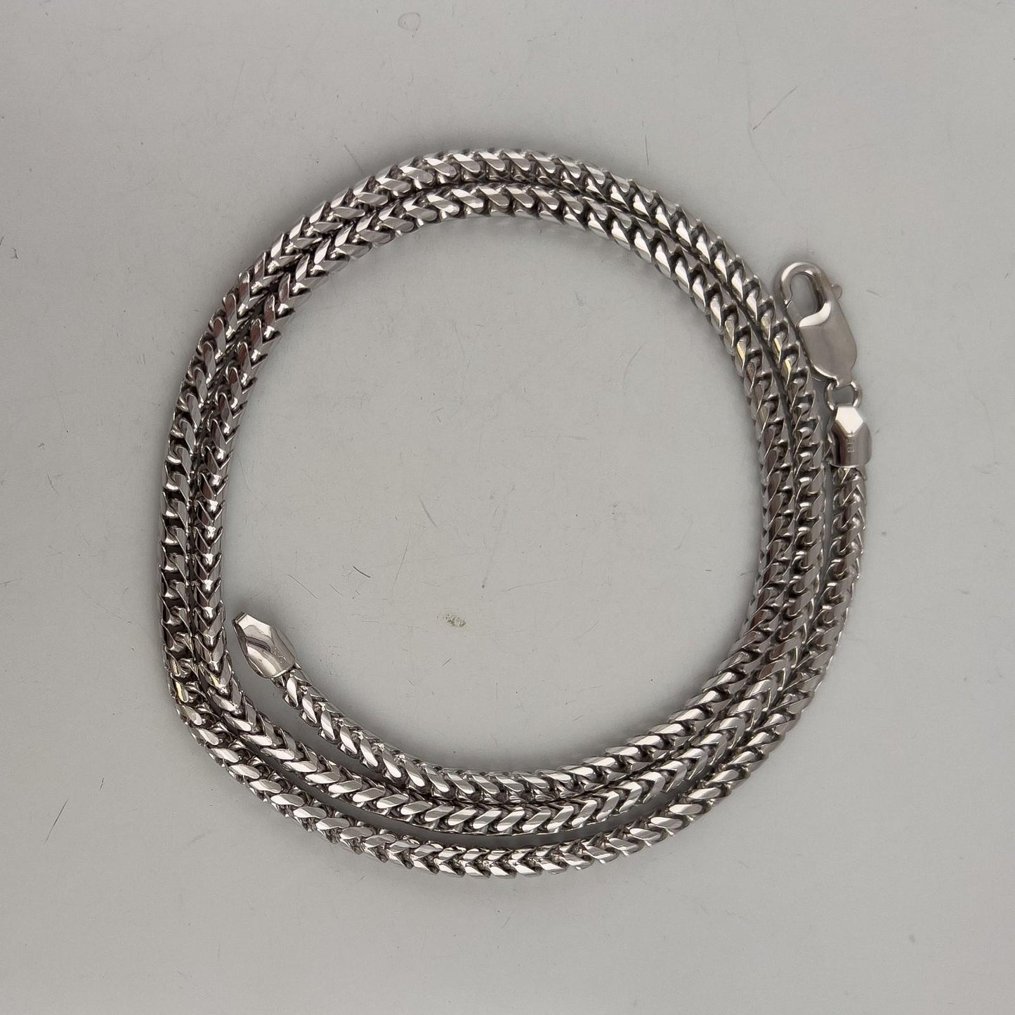 14k White Gold Franco Link 3.75mm Boxy Cuban Chain Necklace 24" 49.4g