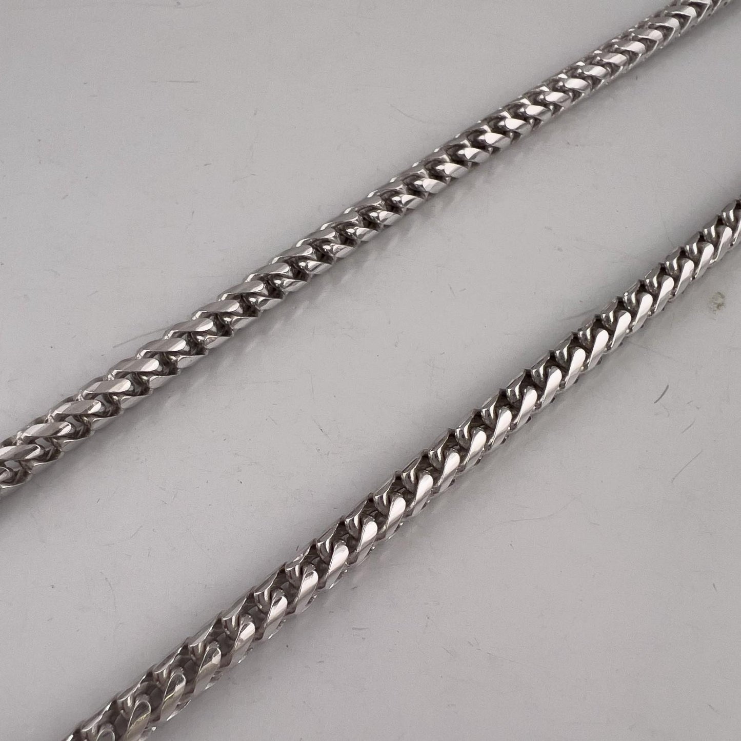 14k White Gold Franco Link 3.75mm Boxy Cuban Chain Necklace 24" 49.4g