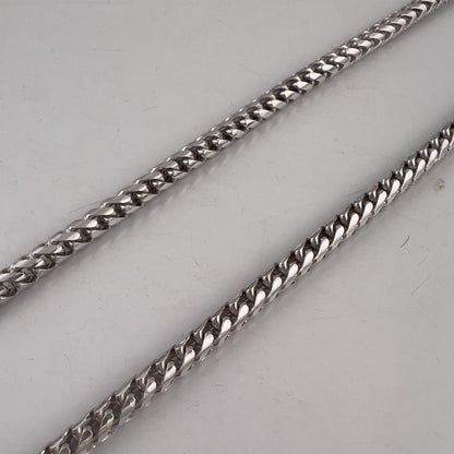 14k White Gold Franco Link 3.75mm Boxy Cuban Chain Necklace 24" 49.4g