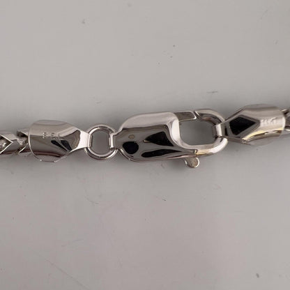 14k White Gold Franco Link 3.75mm Boxy Cuban Chain Necklace 24" 49.4g