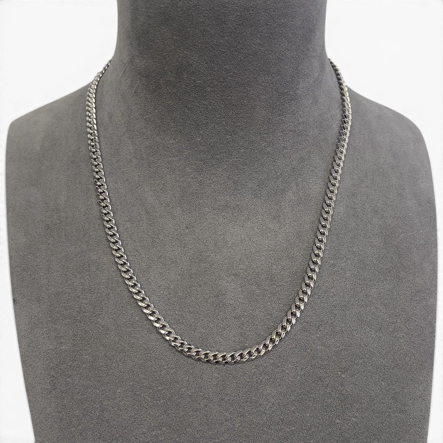 14k White Gold Cuban Link 5.00mm Chain Double Safety Lock Necklace 20" 42.6g
