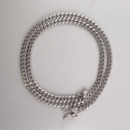 14k White Gold Cuban Link 5.00mm Chain Double Safety Lock Necklace 20" 42.6g