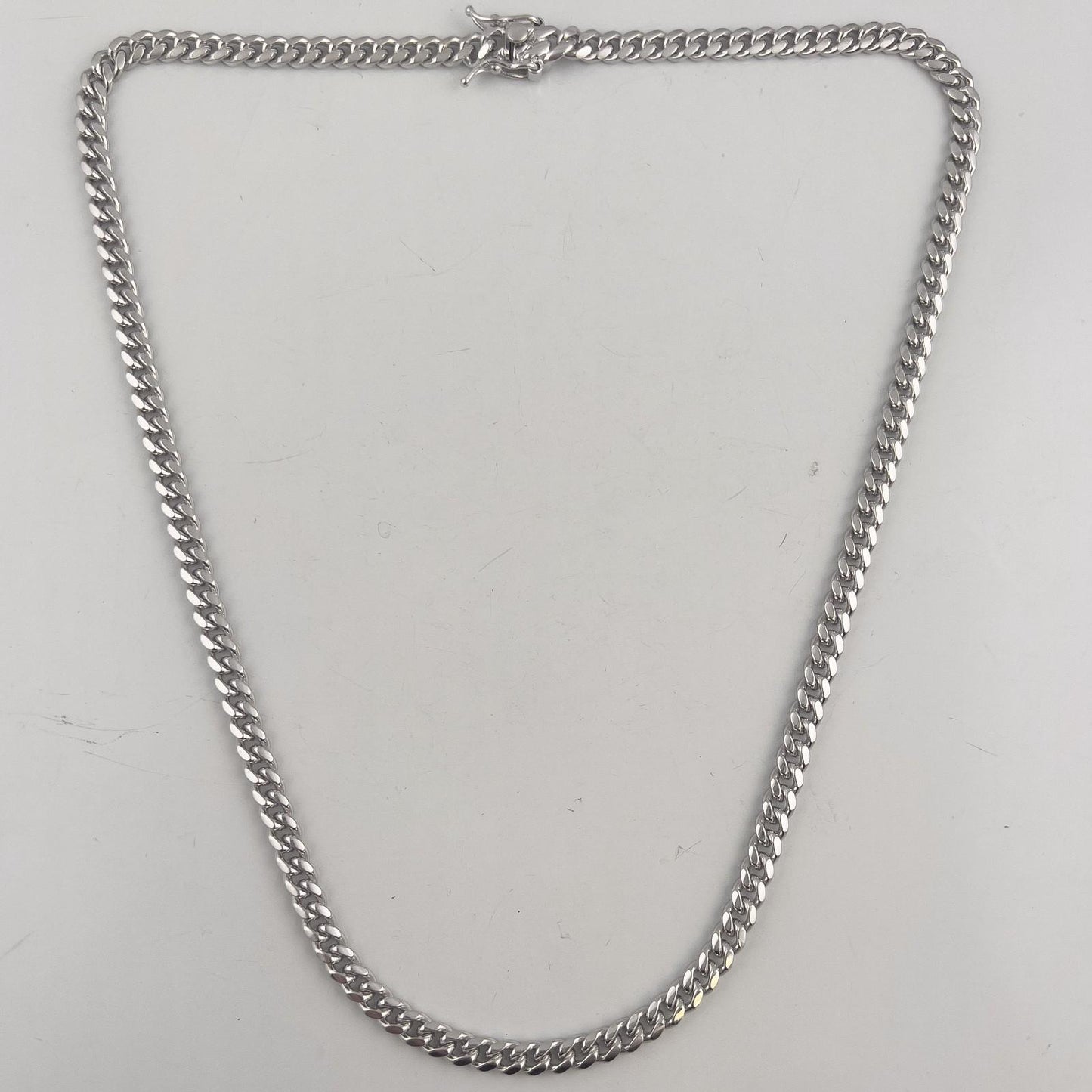 14k White Gold Cuban Link 5.00mm Chain Double Safety Lock Necklace 20" 42.6g