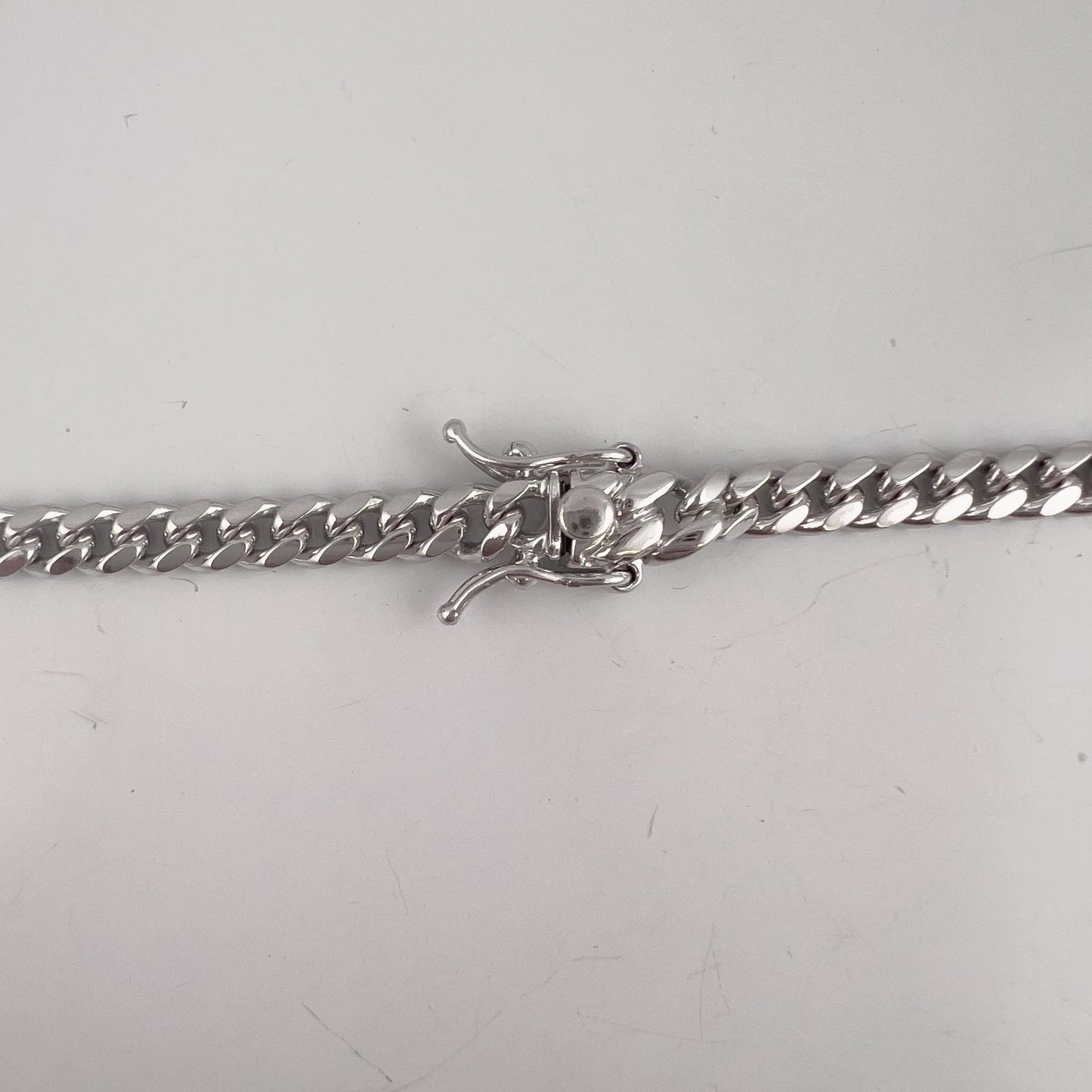 14k White Gold Cuban Link 5.00mm Chain Double Safety Lock Necklace 20" 42.6g