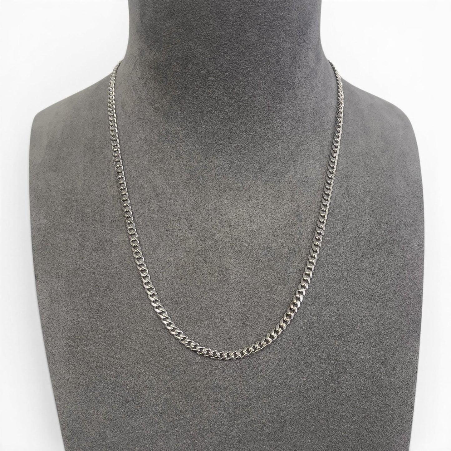 14k White Gold Cuban Link 4.40mm Chain Lobster Clasp Necklace 21" 22.6g