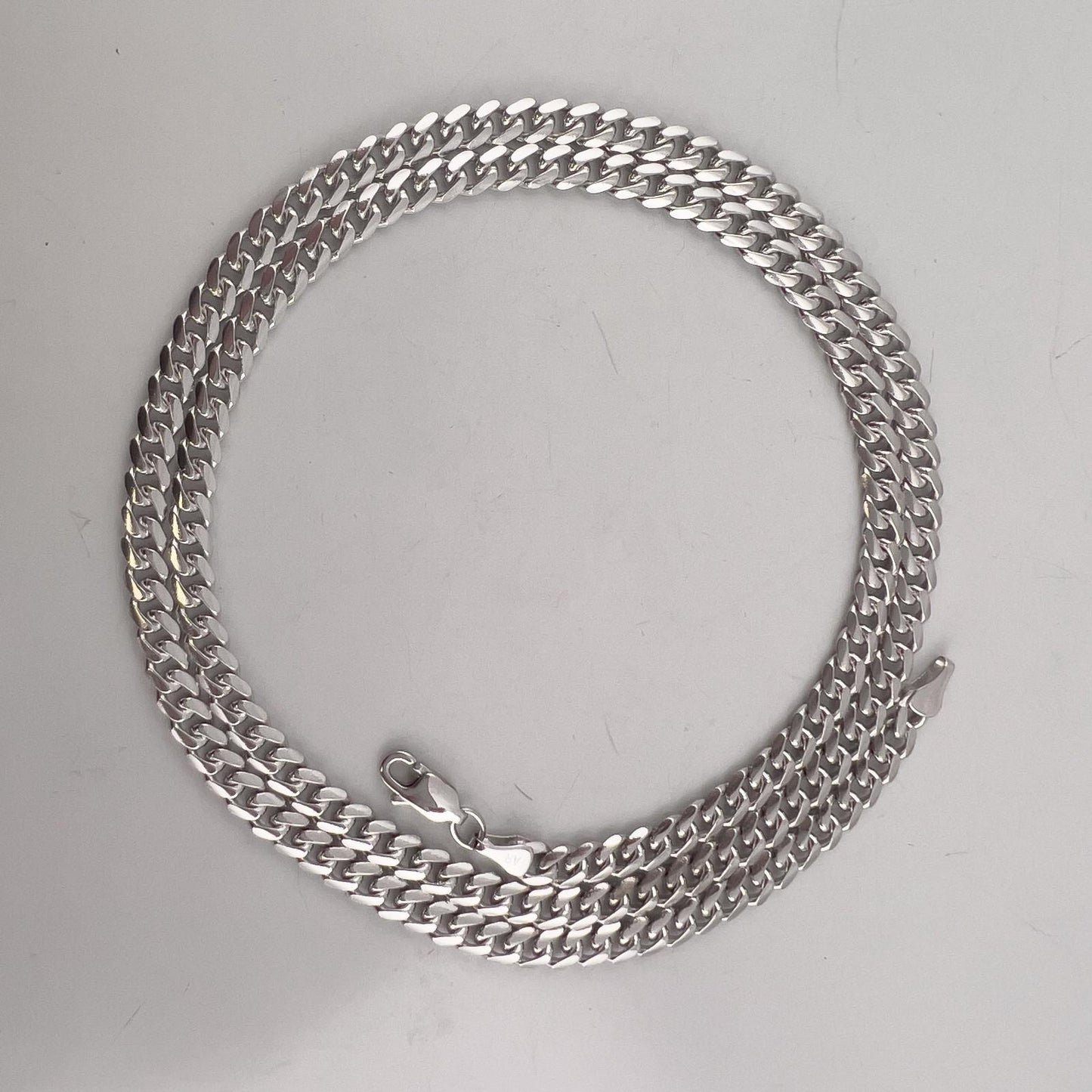 14k White Gold Cuban Link 4.40mm Chain Lobster Clasp Necklace 21" 22.6g