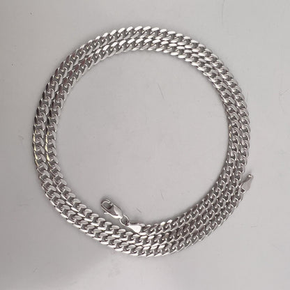 14k White Gold Cuban Link 4.40mm Chain Lobster Clasp Necklace 21" 22.6g