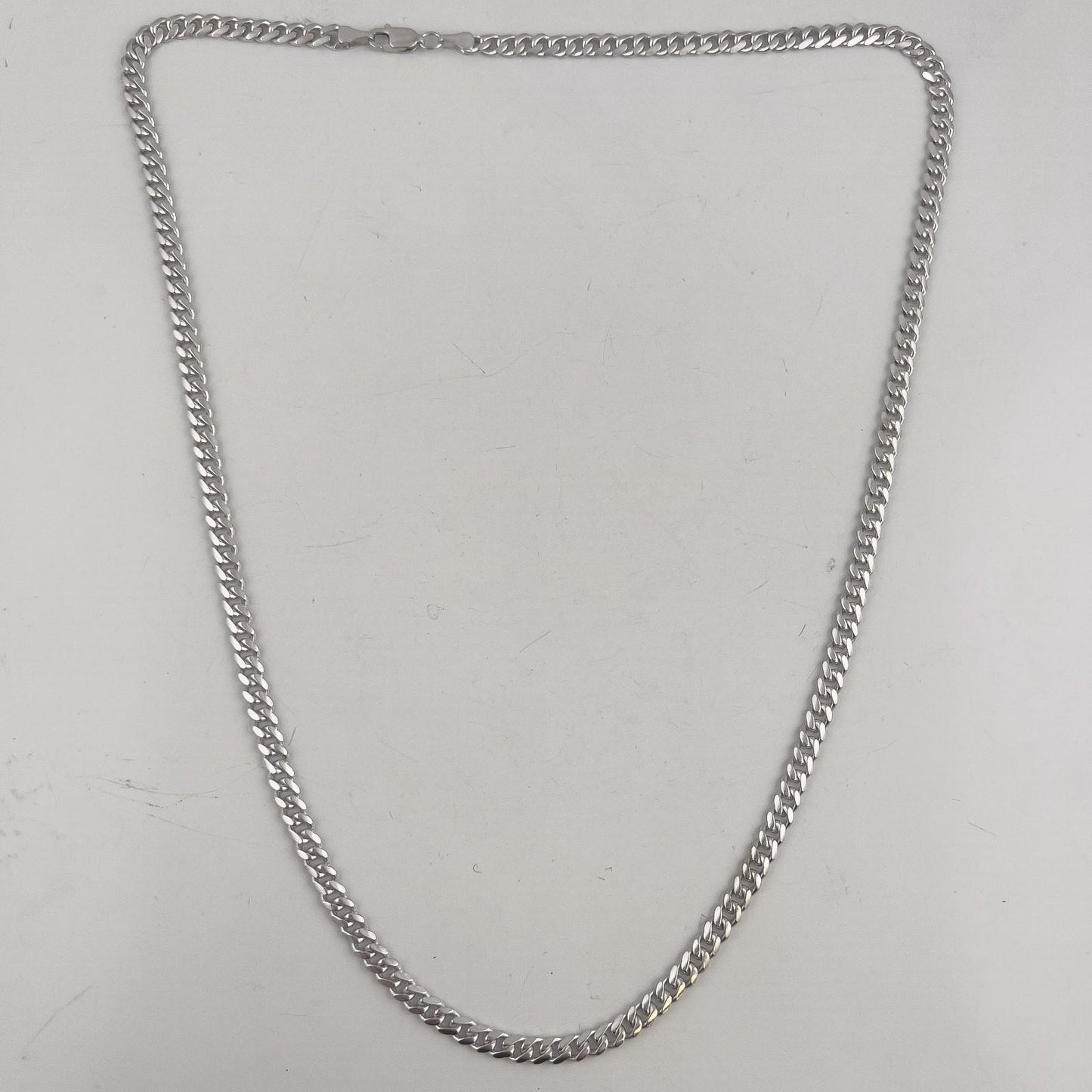 14k White Gold Cuban Link 4.40mm Chain Lobster Clasp Necklace 21" 22.6g