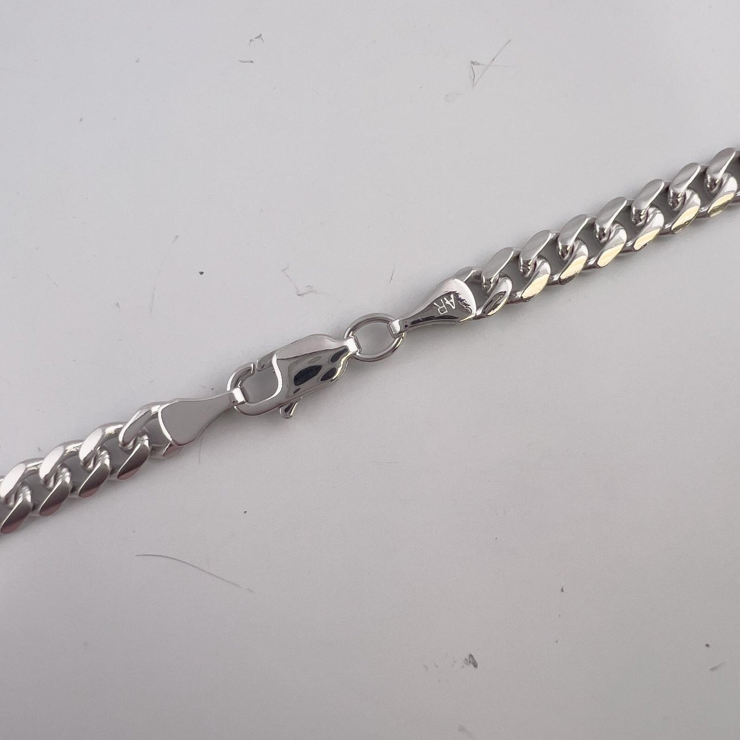 14k White Gold Cuban Link 4.40mm Chain Lobster Clasp Necklace 21" 22.6g