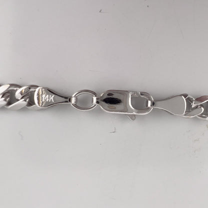 14k White Gold Cuban Link 4.40mm Chain Lobster Clasp Necklace 21" 22.6g