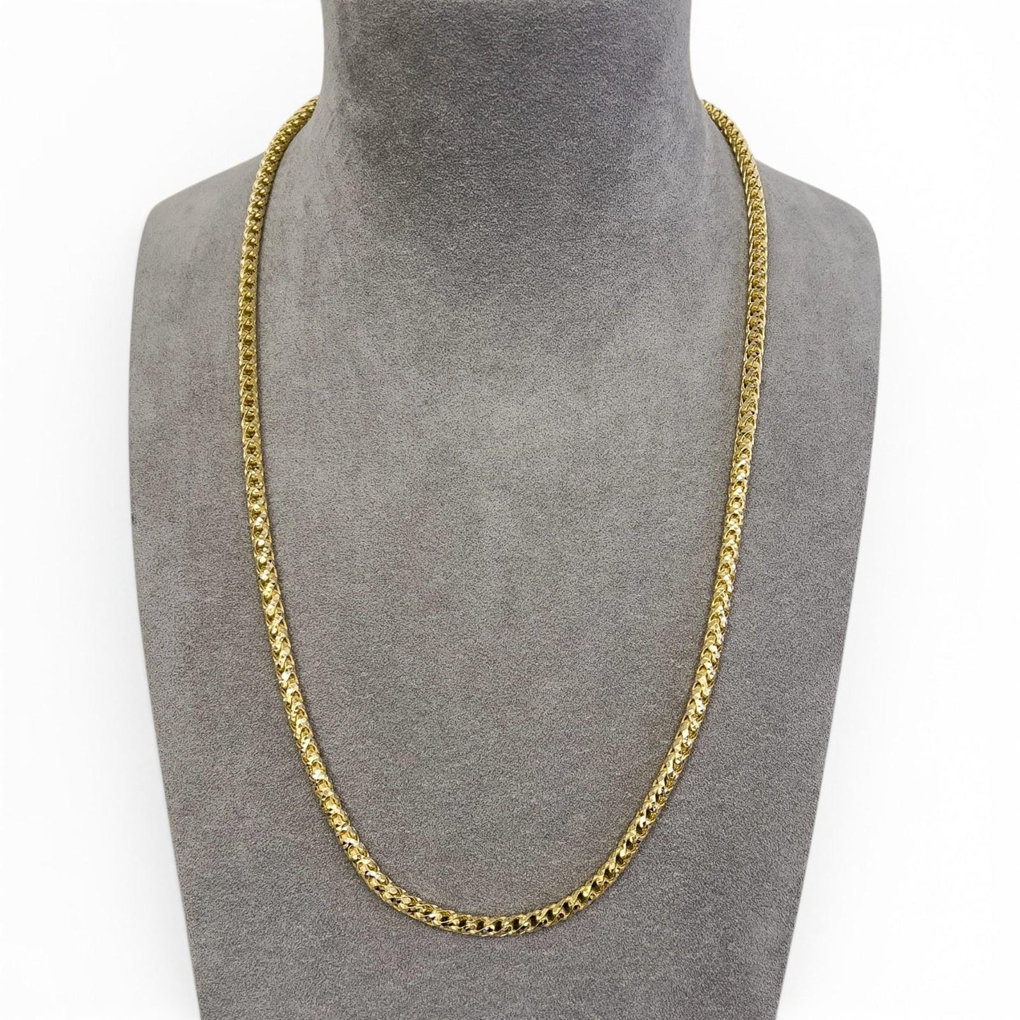 14k Yellow Gold Diamond Cut Franco Link 4.7mm Chain Push Lock Necklace 26" 44.2g