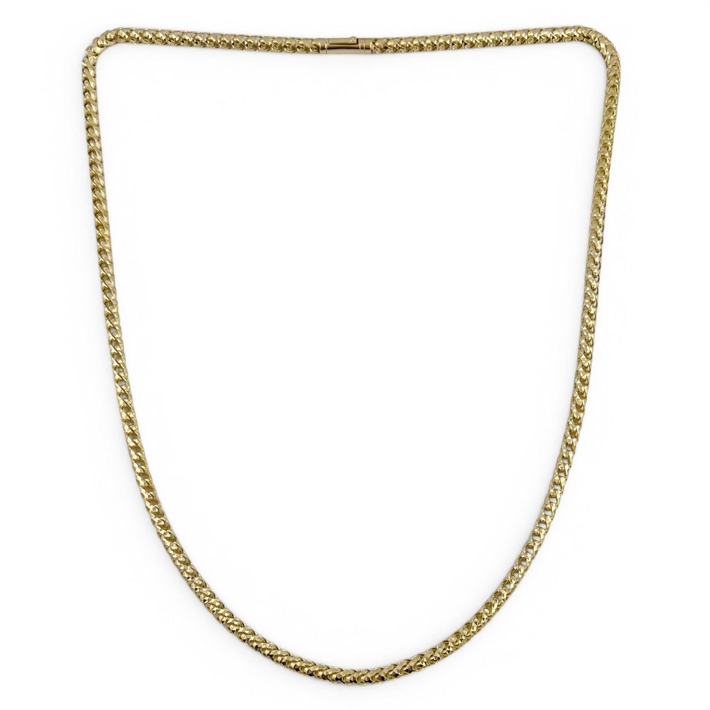14k Yellow Gold Diamond Cut Franco Link 4.7mm Chain Push Lock Necklace 26" 44.2g