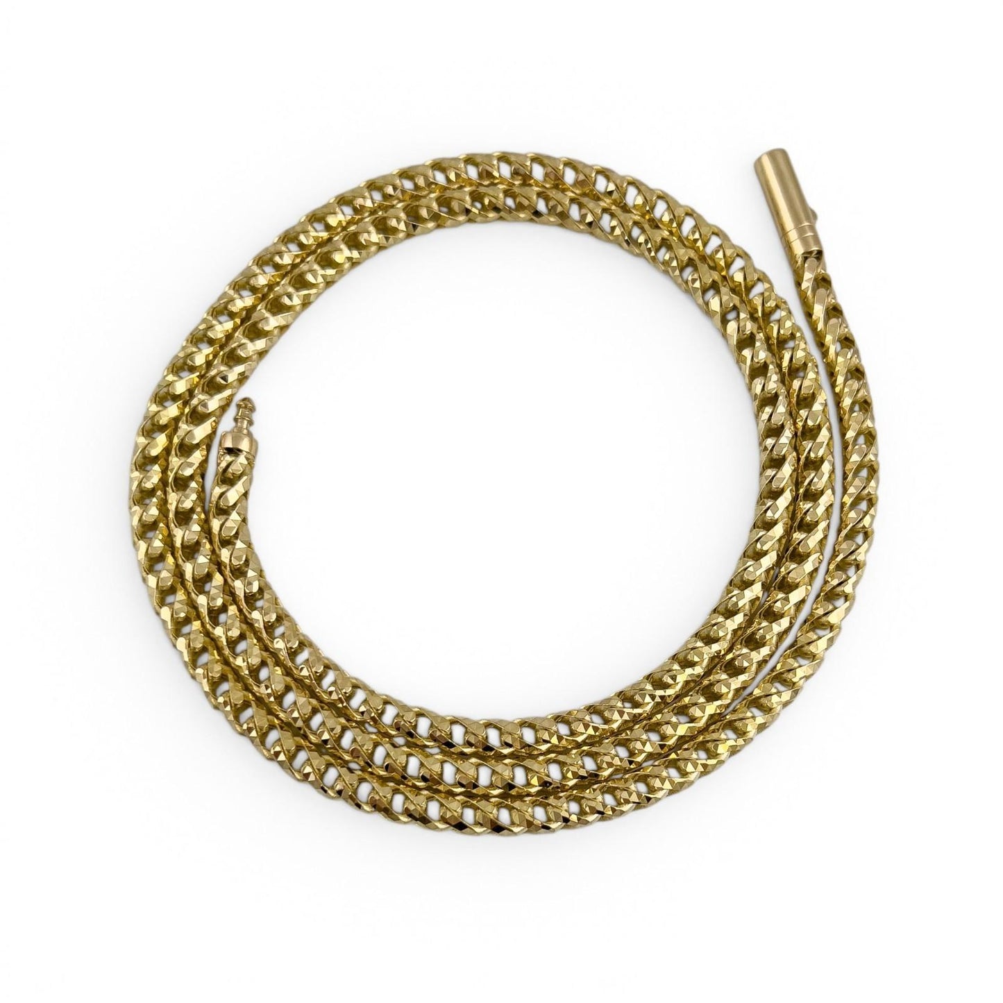 14k Yellow Gold Diamond Cut Franco Link 4.7mm Chain Push Lock Necklace 26" 44.2g