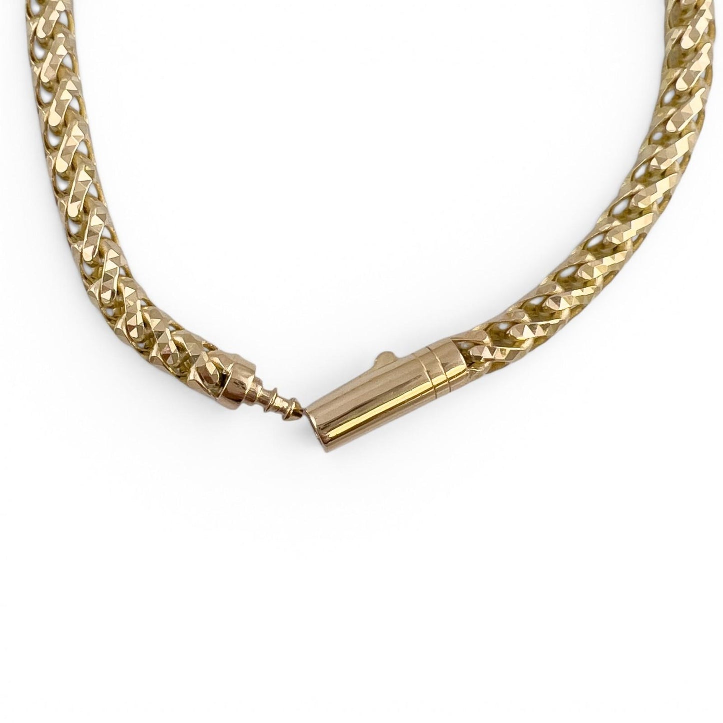 14k Yellow Gold Diamond Cut Franco Link 4.7mm Chain Push Lock Necklace 26" 44.2g