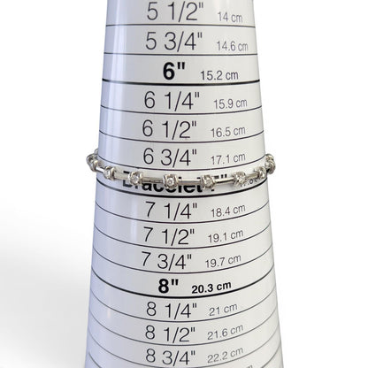 14k White Gold Round Diamond Bar & Station Tennis Bracelet 0.85ctw H SI2 7.00"