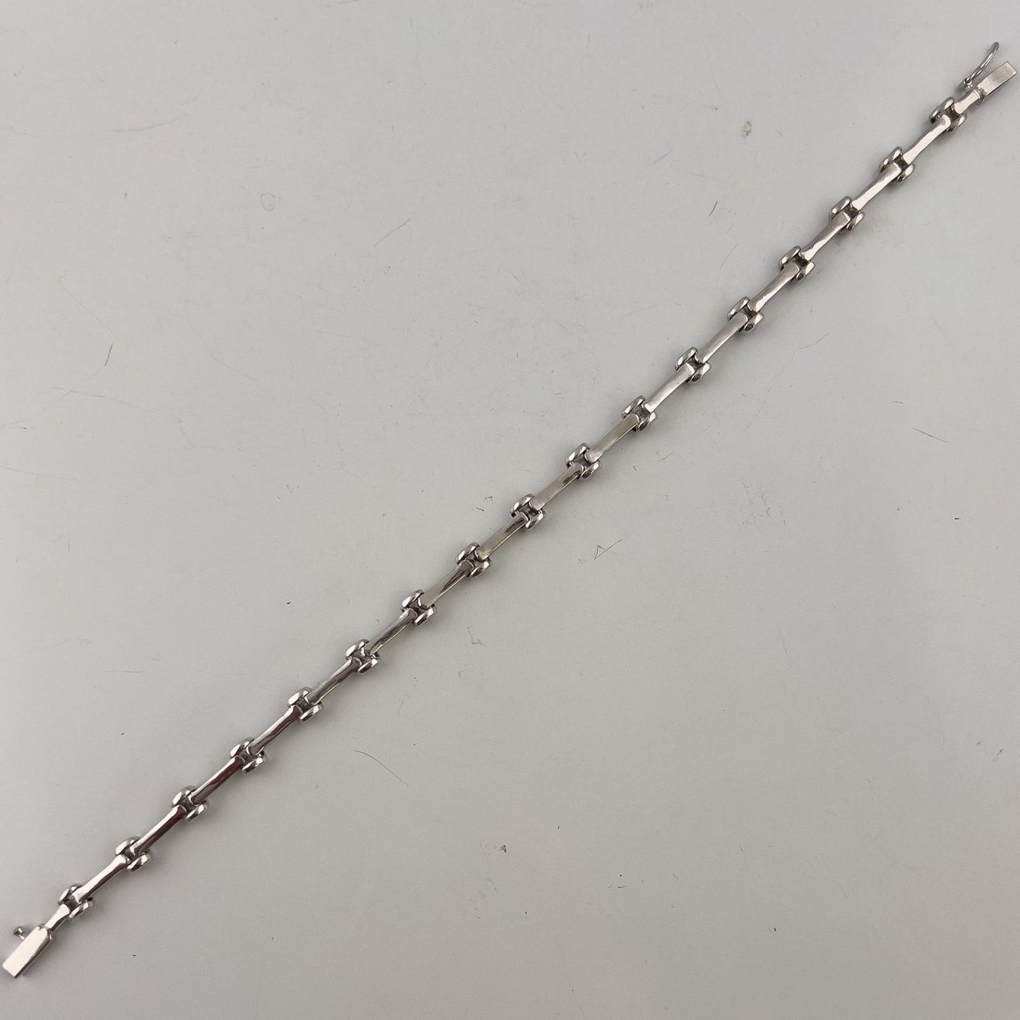 14k White Gold Round Diamond Bar & Station Tennis Bracelet 0.85ctw H SI2 7.00"