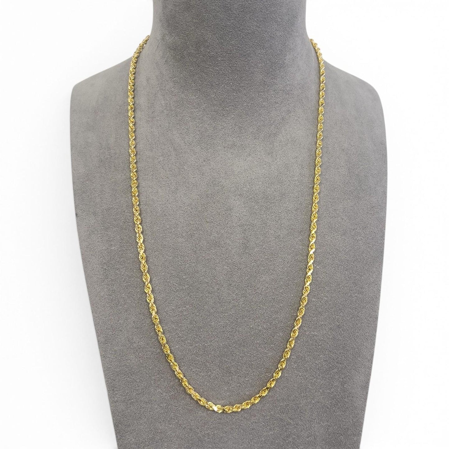 14k Yellow Gold Rope Chain 3.70mm Link Necklace 26" 34.8g