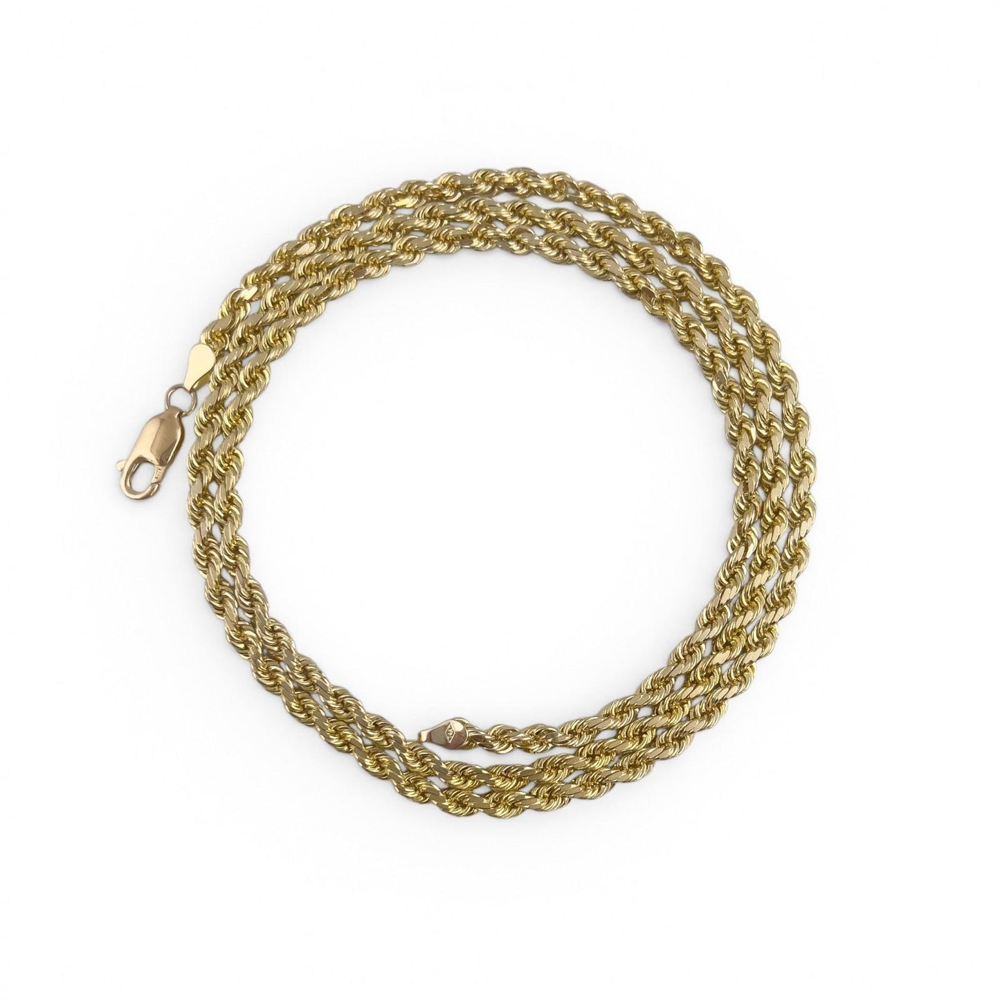 14k Yellow Gold Rope Chain 3.70mm Link Necklace 26" 34.8g
