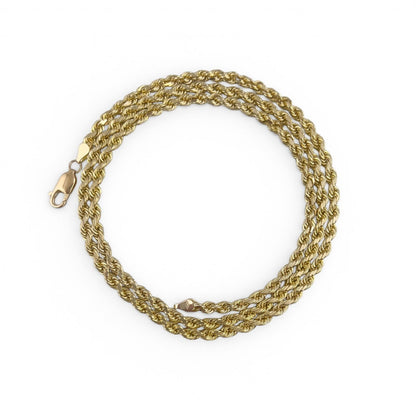 14k Yellow Gold Rope Chain 3.70mm Link Necklace 26" 34.8g