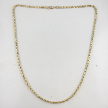 14k Yellow Gold Rope Chain 3.70mm Link Necklace 26" 34.8g